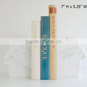 Simple Home Library Office Decor Minimalist Bookends White Carrara Marble Contemporary Bookend Stand thumbnail-4