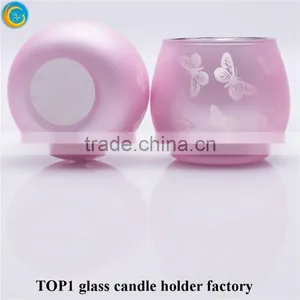 Hurricane Lamp Candle Holders Pink Butterfly Charms With a Floral Laser Cut Design Glass Candle Container thumbnail-4