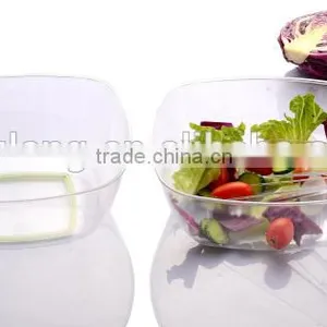 Plastic Oval Transparent Salad Bowl With Fork thumbnail-3