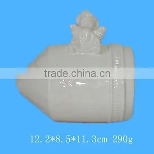 Handmade White Ceramic Box With Angel Shape thumbnail-1