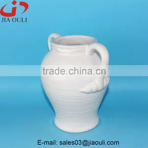 With Handle White Ceramic Large Floor Planters Vase, Chinese Floor Vases thumbnail-2