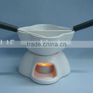 Ceramic Flower Shape Chocolate Dividing Fondue Set thumbnail-1