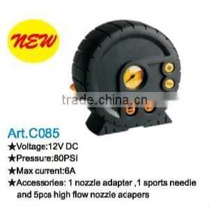 12V 80 PSI Tire Shaped Air Compressor thumbnail-1