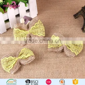 Latest Designs Burlap Jute Bow Girls Hair Accessories Clips thumbnail-4