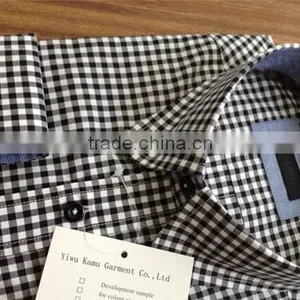 Men Gingham Shirts 100 Cotton Checks/plaids Shirt Button Down High Collar Shirts thumbnail-4
