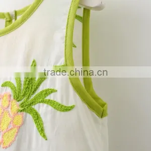 2017 Summer Girls Pineapple Embroidered Vest and Short Suit thumbnail-4