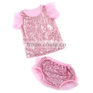 2017 Wholesale Children Boutique Clothing Baby Clothes Wear In Fall , High Quality Sequin Baby Shiny Outfits thumbnail-2