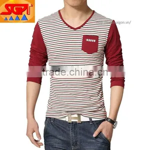 Men T Shirts, V Neck, Long Sleeve , 100% Cotton thumbnail-3