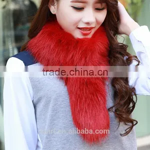 Pure Colour Fox Fur Shawl Beige Thick Faux Fur Scarf thumbnail-1