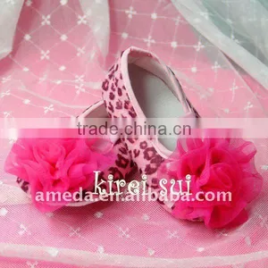 Girl Baby Hot Pink Leopard Shoes With Hot Pink Rosettes GS416 thumbnail-1