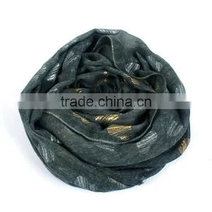 Cotton Polyester Blend Scarves & Wraps Rectangle Golden Army Green Heart Scarf For Women thumbnail-3