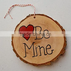 Handmade Hand Painted Wood Tree Slice Be Mine Valentine Day Wall Decoration Ornament thumbnail-1