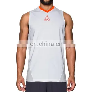 OEM Quick Dry Polyester Custom Embroidery or Sublimation Logo White Basketball Gym Tank Top Men thumbnail-4