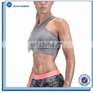 Custom Yoga Wear Wholesale Dry Fit Sport Bra Fitness Women Seamless Performance Gym Bra Street Grey thumbnail-1
