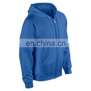 Zip up Wholesale Plain Black High Quality Men Hoodies thumbnail-4