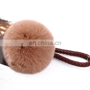 Pu Leather Rope 8cm Pom Pom Keychain Logo Printed Avalibale thumbnail-5