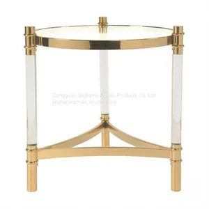Hot Selling Round Side Table Stainless Steel Brass Table Acrylic Table thumbnail-1