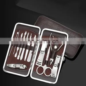 Stone Pattern Case+12 in 1 Pcs Nail Clipper Kit Nail Care Set Pedicure Scissor Tweezer Knife Ear Pick Utility Manicure Set Tools thumbnail-5