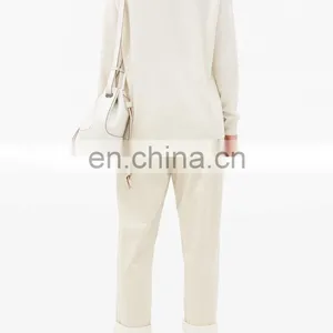 DiZNEW Unisex Women Wool Cashmere Crew Neck Pocket Cardigan Sweater thumbnail-6