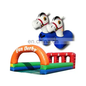 Outdoor Inflatable Horse Race Derby Game Party Wipeout Fun Games For Kids Adults thumbnail-1