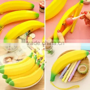 Fashion Novelty Silicone Portable Banana Coin Pencil Case Purses Bag thumbnail-5