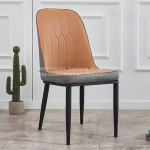Home Furniture Side Chair With Wood Leg Armless Plastic Dining Chair With PU Leather Cushion thumbnail-5