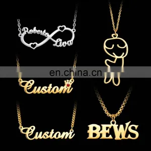 GuangDong Fashion Sterling 925 Sterling Silver Plated Letter Custom Name Plate Jewelry Personalised Necklace for Women thumbnail-3
