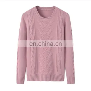 Wholesale 100% Cashmere Crew Neck Pullover Stylish Women's Winter Clothing Custom Knit Casual Solid Sweater OEM Service thumbnail-3