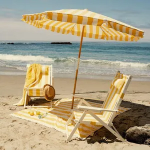 2.5M Large Fringe Beach Umbrellas Wholesale Outdoor Patio Sunshade Umbrella OEM Customized Waterproof Polyester Fabric Aluminum Pole thumbnail-1