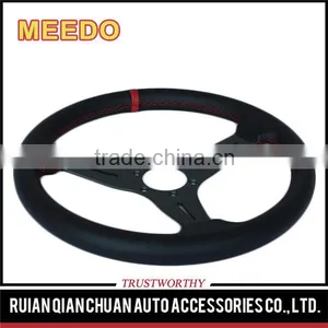 UNIVERSAL RACING DRIFTING DRIFT 350MM BLACK/RED STITCH JDM STEERING WHEEL thumbnail-2