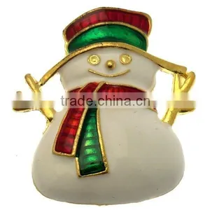 Wholesale 4.2*3.5cm Gold Christmas Snowman Brooch thumbnail-1