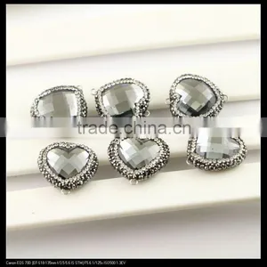 LFD-0081B Heart Shape Faceted Crystal Glass Connector Beads, With Crystal Paved Glass Beads Pendant Charms, For Jewelry Making thumbnail-2
