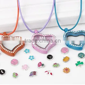 New Design Colorful Heart Living Glass Locket Lady Jewelry Low Moq thumbnail-3