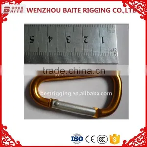 China Manufacturer Yellow Aluminum ,D Type Aluminum Climbing Carbiner,Wire Gate Climbing Carbiner, Mini Spring Snap Hook thumbnail-2