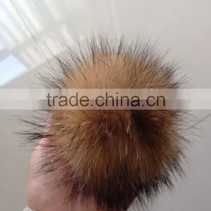 Factory Wholesle 100% Genuine Raccoon Pom Pom Fur Balls for Shoes Ornament thumbnail-1