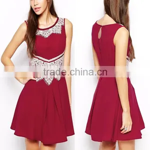 Elegant Red Sleeveless Applique Lace Design Short Puffy Homecoming Dress thumbnail-1