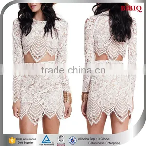 White Tight Dress Sexy Transparent Clubwear 2 Piece Bandage Dress thumbnail-1
