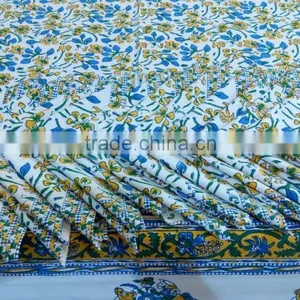 100 % Cotton Multi Color Jaipur Handblock Printed Table Covers With Napkins 6 Seater 8 Seater 12 Seater thumbnail-2