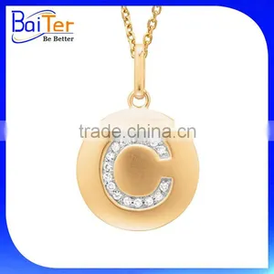 Custom 925 Sterling Silver Gold Initial Pendant For Necklace thumbnail-3