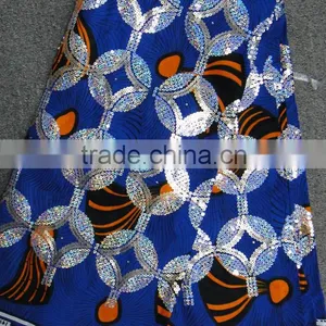 Sequinse Wax0611 (89) High Quality /sequins Wax African Printed Wax Fabric 6 Yards Each Piece With Sequin thumbnail-1