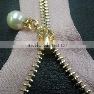 5# Metal Open End Zipper With Pearl Pull for Jacket ,auto Lock Custom Zipper thumbnail-3