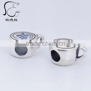 Custom Made Sterling Silver Fashion Coffee Cup Enamel Charms thumbnail-1