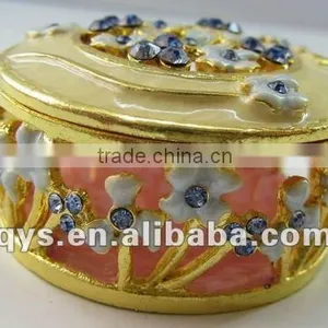 Decorative Jeweled Metal Trinket Box thumbnail-1