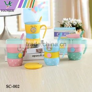 High Quality Ceramic Coffee Cup With Lid Silicone Fresh Cover thumbnail-1