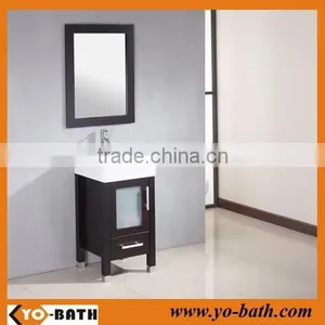 18" Solid Wood Modern Basin Cabinet With Ceramic Basin thumbnail-1