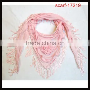 2014 Fashion Triangle Scarf With Fringe Flower thumbnail-1