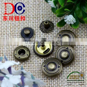 Fashion Antique Brass Plating Metal Button Four Parts Snap Button for Coat thumbnail-1