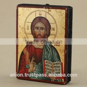 Greek & Russian Orthodox Small Wooden Icon. Christ Pantocrator thumbnail-1