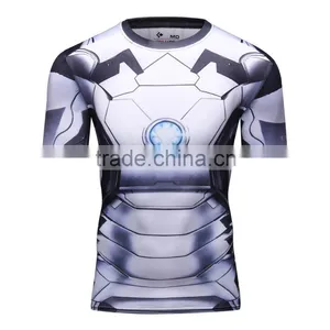 China Summer Men's Marvel Superhero Sublimation T Shirt Wholesale Manufacturer Guangzhou Clothing Mens Cycling Shirt thumbnail-3