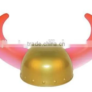 Golden Warrior Plastic Viking Helmet With Light Up Horns Flashing Purple Light thumbnail-2